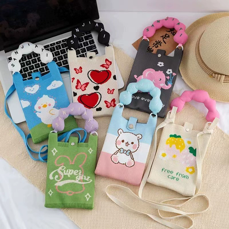 2025 новая сумка для мобильного телефона трикотажная сумка дикая трикотажная сумка для мобильного телефона трикотажная ручная сумка