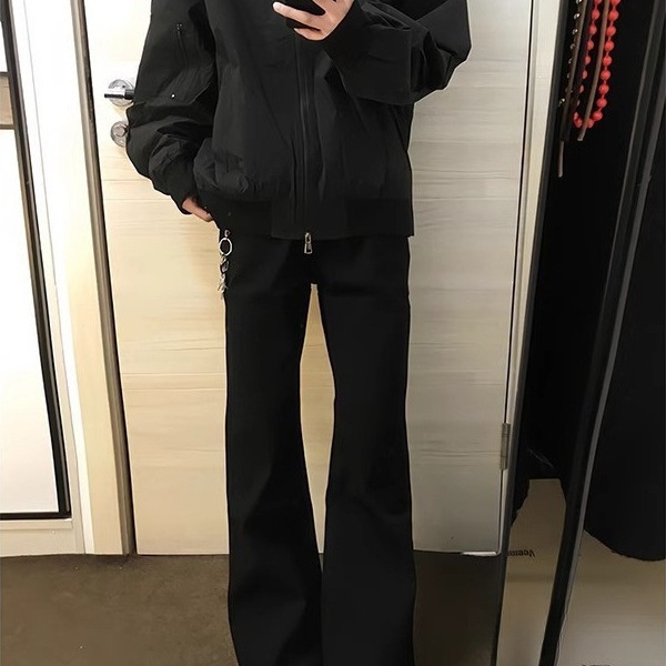 260g正装西裤布美式微喇西裤男垂感西装裤子高街百搭直筒休闲裤子