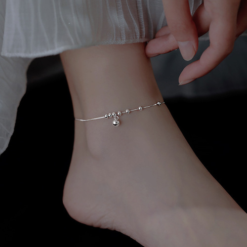 Round Bead Bell Ankle Chain for Women  New Simple and Elegant Style Ins Unique Design Ankle Accessory Fashion Korean Version