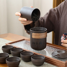 紫砂旅行茶具套裝便攜式一壺六杯快客杯功夫戶外旅游茶壺logo