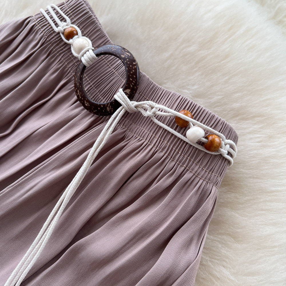 High-Waisted Wide-Leg Pants Korean Style Casual Women's Elastic Waistband Flattering Relaxed Fit For Commuting_ecoleips.com