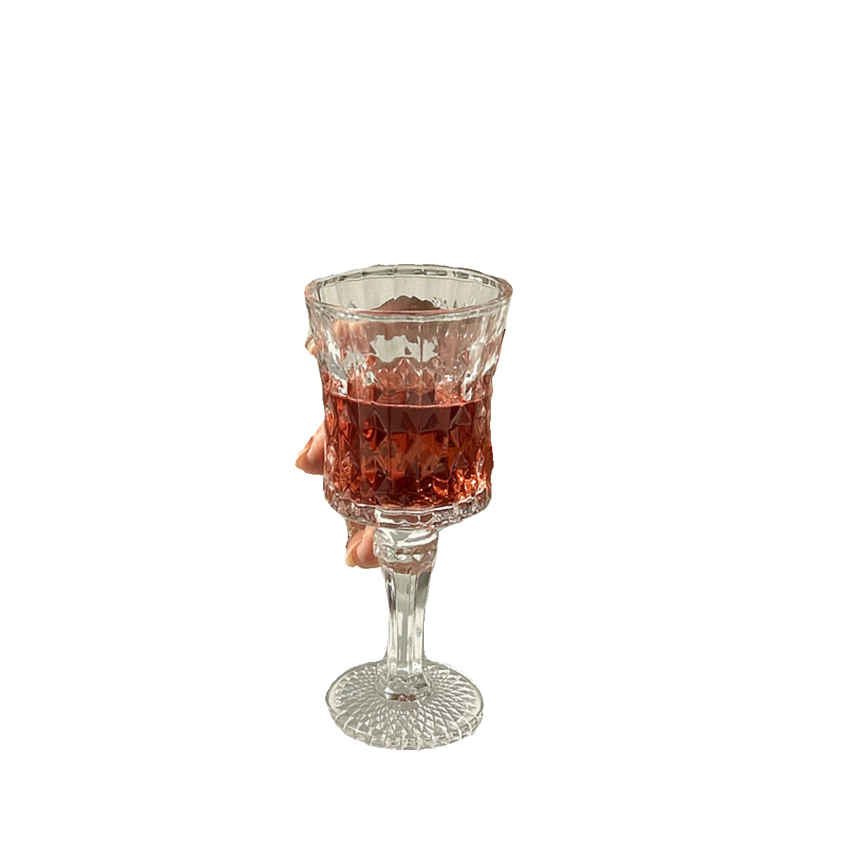 Tazas de vino de alta calidad, tazas de diamantes en relieve retro, tazas de vidrio, tazas de champán, tazas de jugo