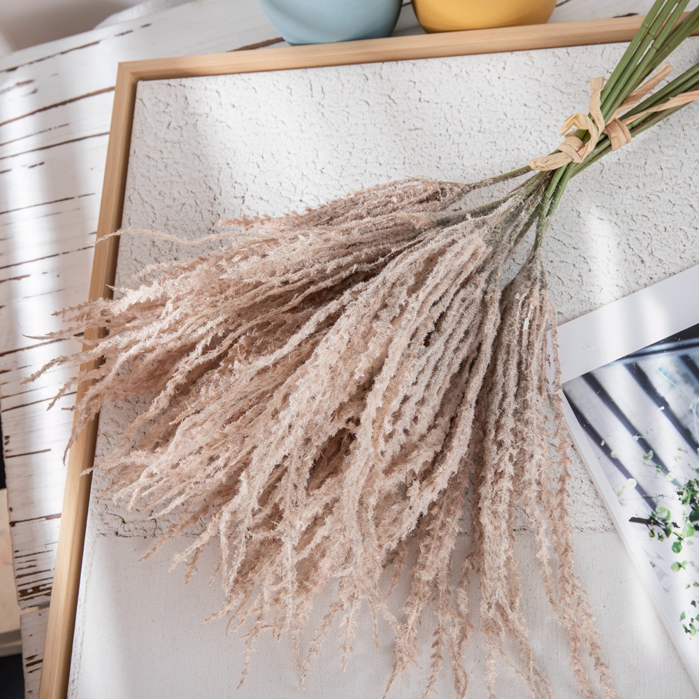 仿真花植毛三叉小葉草把束INS風廠家家居裝飾跨境批發假花YC1085