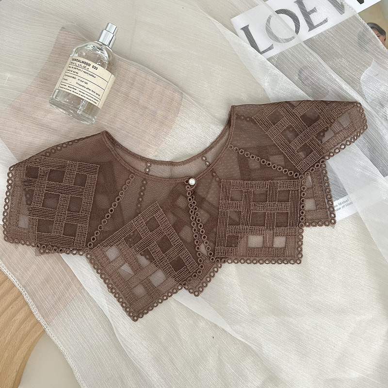 Camisas de cuello falso para niños de cuello falso de encaje, bufandas huecas, cuello, cuello de loto