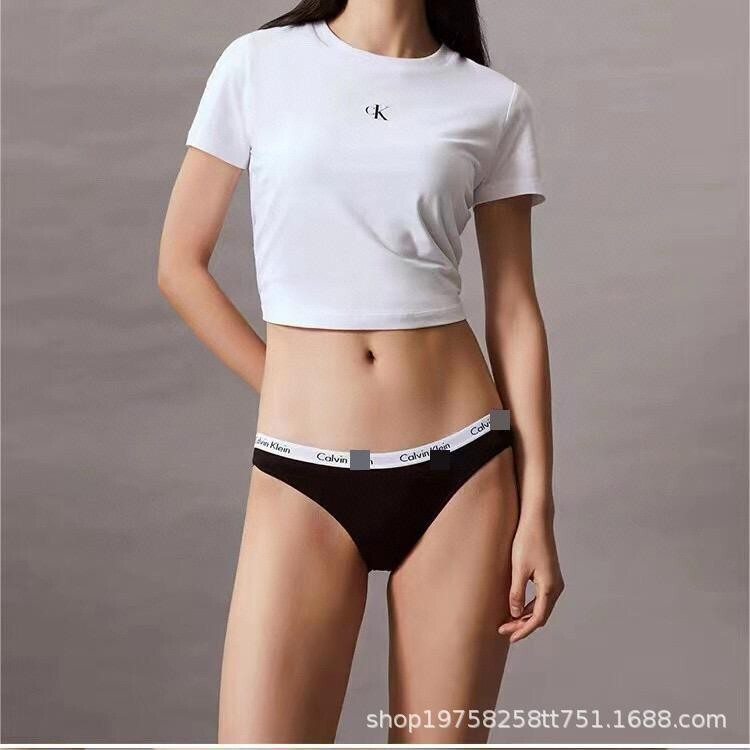 C's Gift Box Contains 3 Aliexpress Trendy Brand Women's Briefs Pure Cotton Mid-Waist Wide-Brimmed Letter Underwear Cross-Border Wholesale