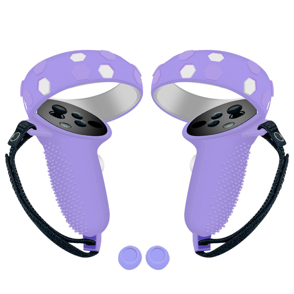 Aplicable a la generación de Oculus Quest2 manejar funda de silicona antideslizante VR Segunda Generación VR manejar funda protectora resistente a la caída caso de Goma