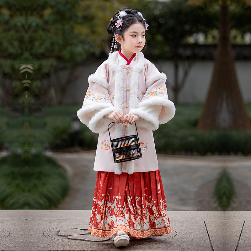 Girl Hanfu Winter New Year Eve ClothingGirls chinese princess winter hanfu tang suit 