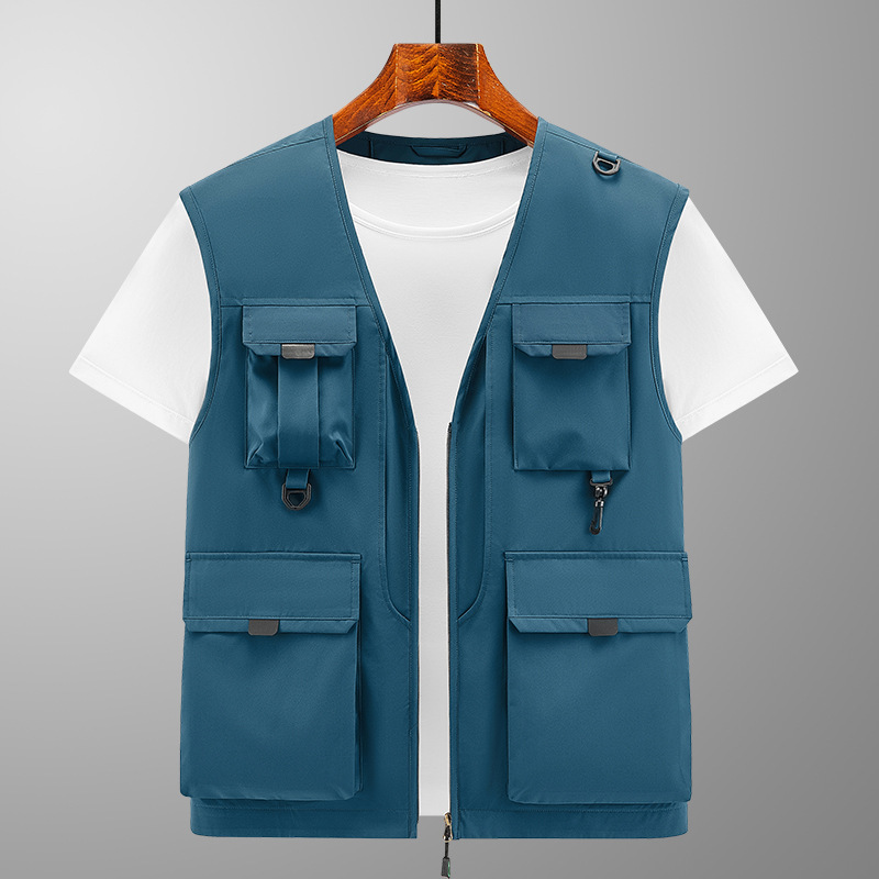 Nuevo cross-border primavera y otoño fotografía chaleco de pesca cardigan chaleco de hombre casual chaleco de bolsillo suelto chaqueta superior