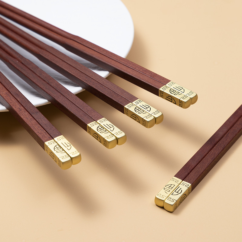 Chopsticks Household Wholesale Chicken Wings Red Sandalwood Solid Wood Chopsticks Children Chopsticks Public Chopsticks Commercial Gift Packaging