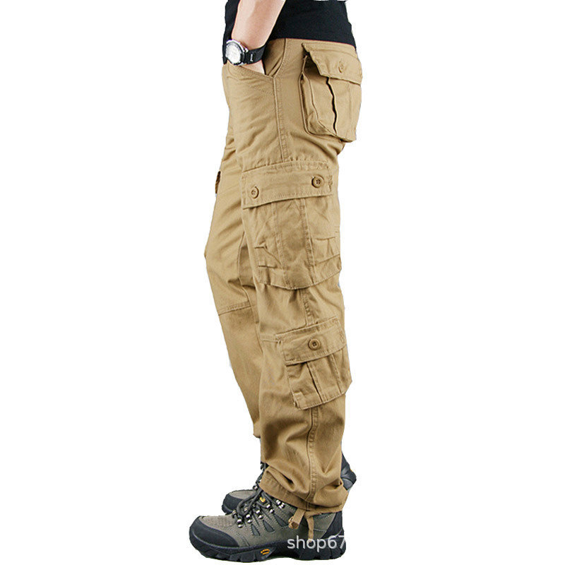 Multi-Bolsillo overoles pantalones casuales de los hombres al aire libre resistente al desgaste táctico más tamaño suelto recto 8-Bag pantalones de comercio exterior