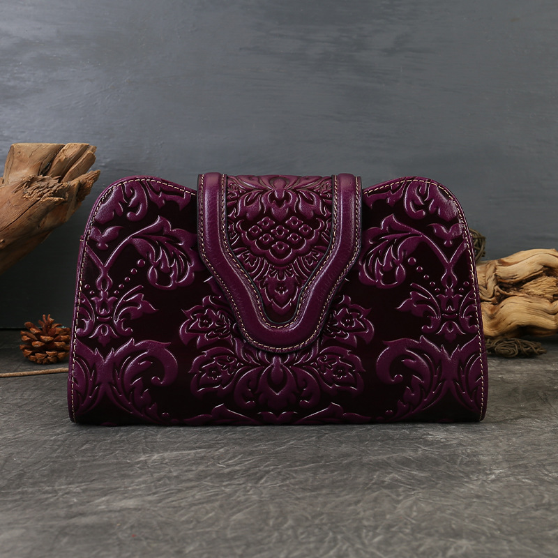 2025 New Retro Embossed Evening Clutch Bag Luxury Genuine Leather Handbag For Evening Gowns And Cheongsam Banquet Underarm Bag - Thumbnail 7