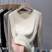 一体绒秋冬领打底衫女低领加绒加厚毛衣保暖弹力内搭针织衫上衣