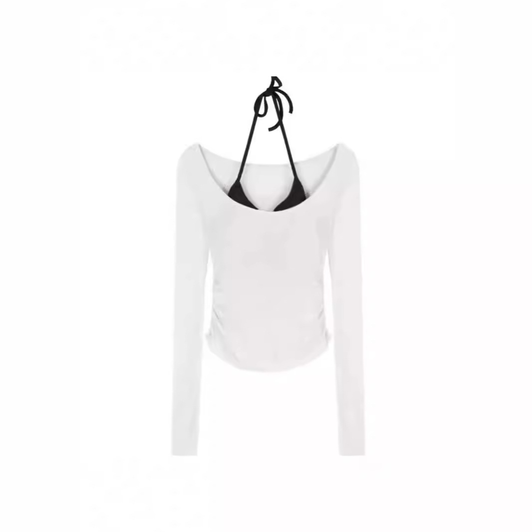 Women's Sunscreen Shirt Set Sexy Two Piece Backless Design Padded Bra Top Can Be Worn As Outerwear Innerwear T-Shirt Or Base Layer_ecoleips.com