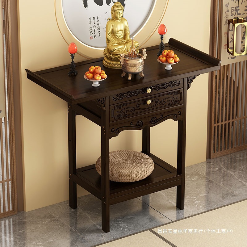 Customized New Chinese-Style Buddhist Altar Cabinet for Home Use, Offering Table for Buddha Statues, Guanyin Bodhisattva, Cross-Border