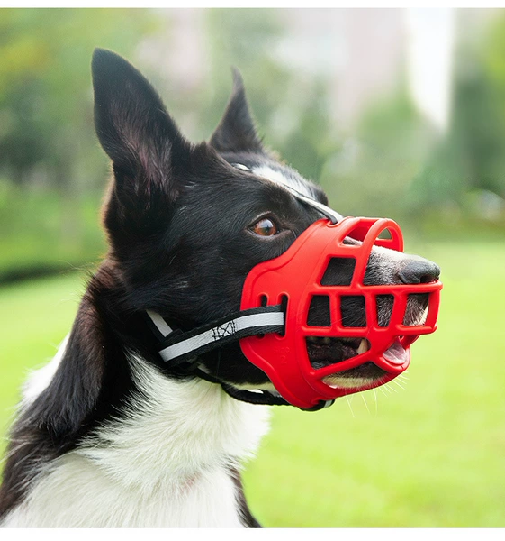 Reflective rope dog mouth cover: red