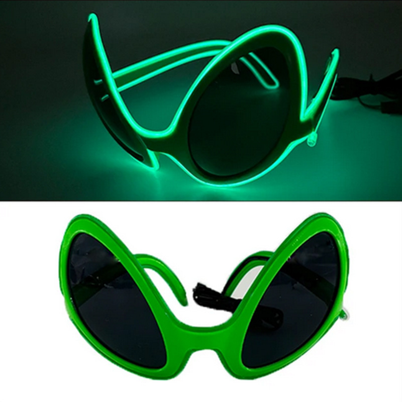 Líder verde alienígena brillante gafas creativas fiesta de Halloween gafas de escultura de arena extrañas image 10