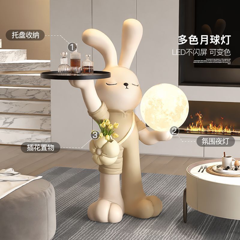 Rabbit Floor-Standing Light Luxury Ornaments Entrance Living Room Tv Cabinet Sofa Home Accessories Lamp Housewarming New Home Opening Gift