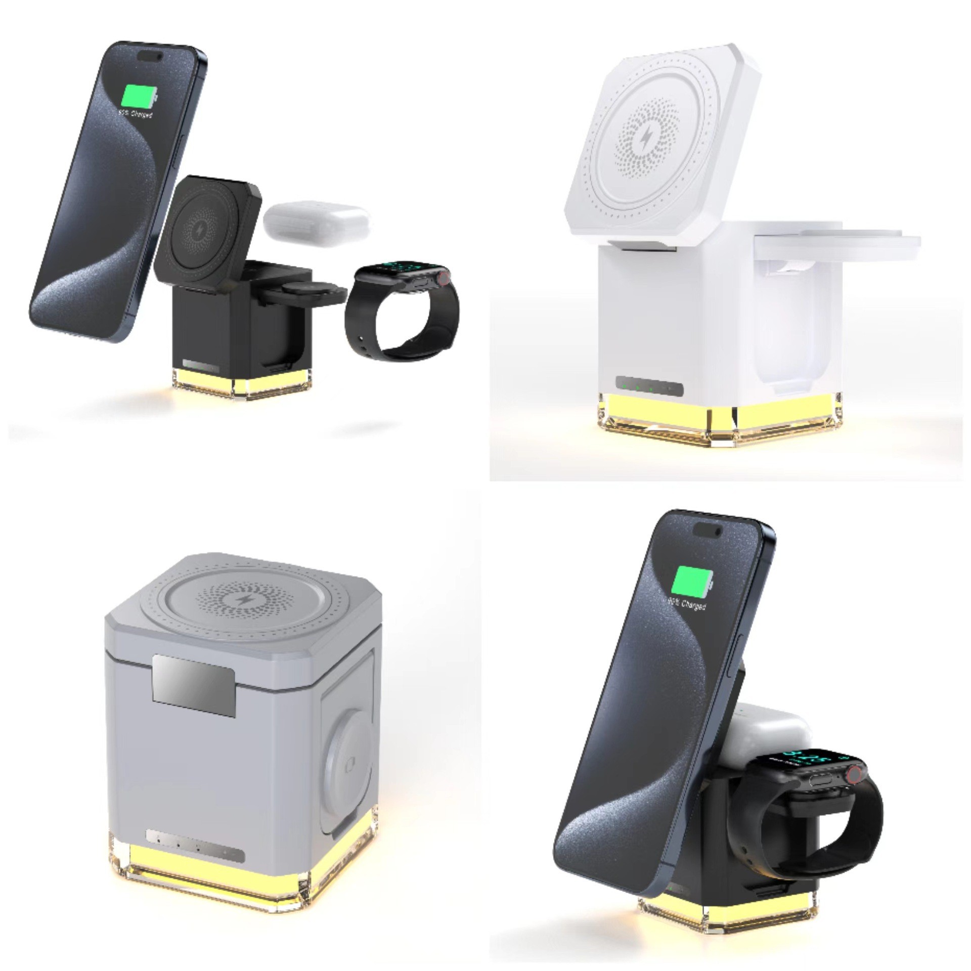 Magsafe atracción magnética cuatro en uno para teléfono móvil Apple auricular reloj 15W teléfono móvil soporte cargador inalámbrico