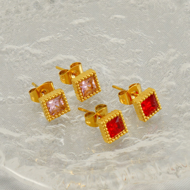 Estilo europeo y americano INS Zircon Stud pendientes nicho diseño de acero inoxidable oreja hueso Stud francés de alta calidad de titanio pendientes de acero al por mayor