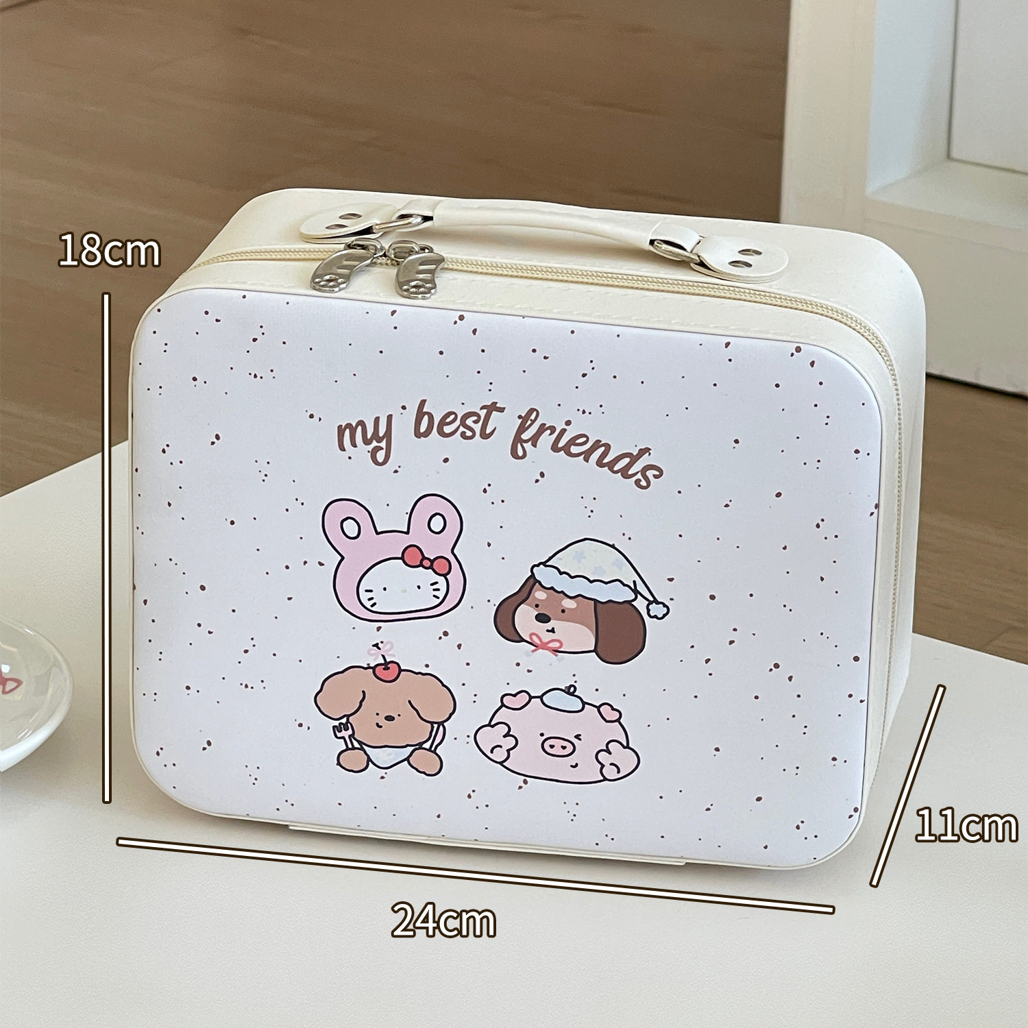 2025 nuevo espejo bolsas de maquillaje portátiles lindas maquillaje caja de gran capacidad portátil de alto valor facial almacenamiento de viaje impermeable