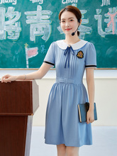 夏天合唱比赛班服团购幼儿园工作服女幼师减龄职业连衣裙老师园服