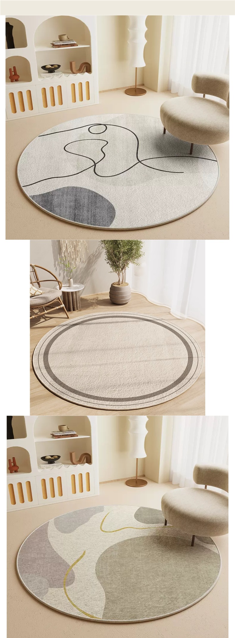 Runder Teppich-Untersetzer für Computer, Wohnzimmer, Schlafzimmer, Drehstuhl, Arbeitszimmer, Schminkhocker, Fußmatte_voghion.com