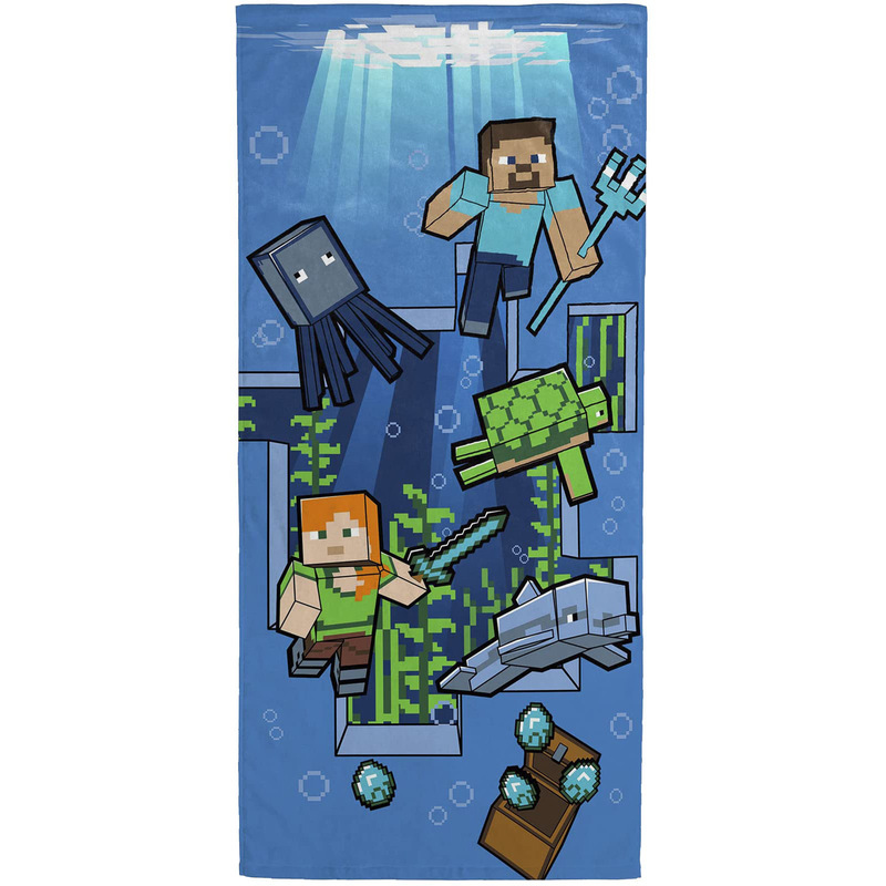 Cross-Border Foreign Trade Minecraft Cartoon Children's Beach Towel Digitally Printed Bath Towel Microfiber Sports Towel