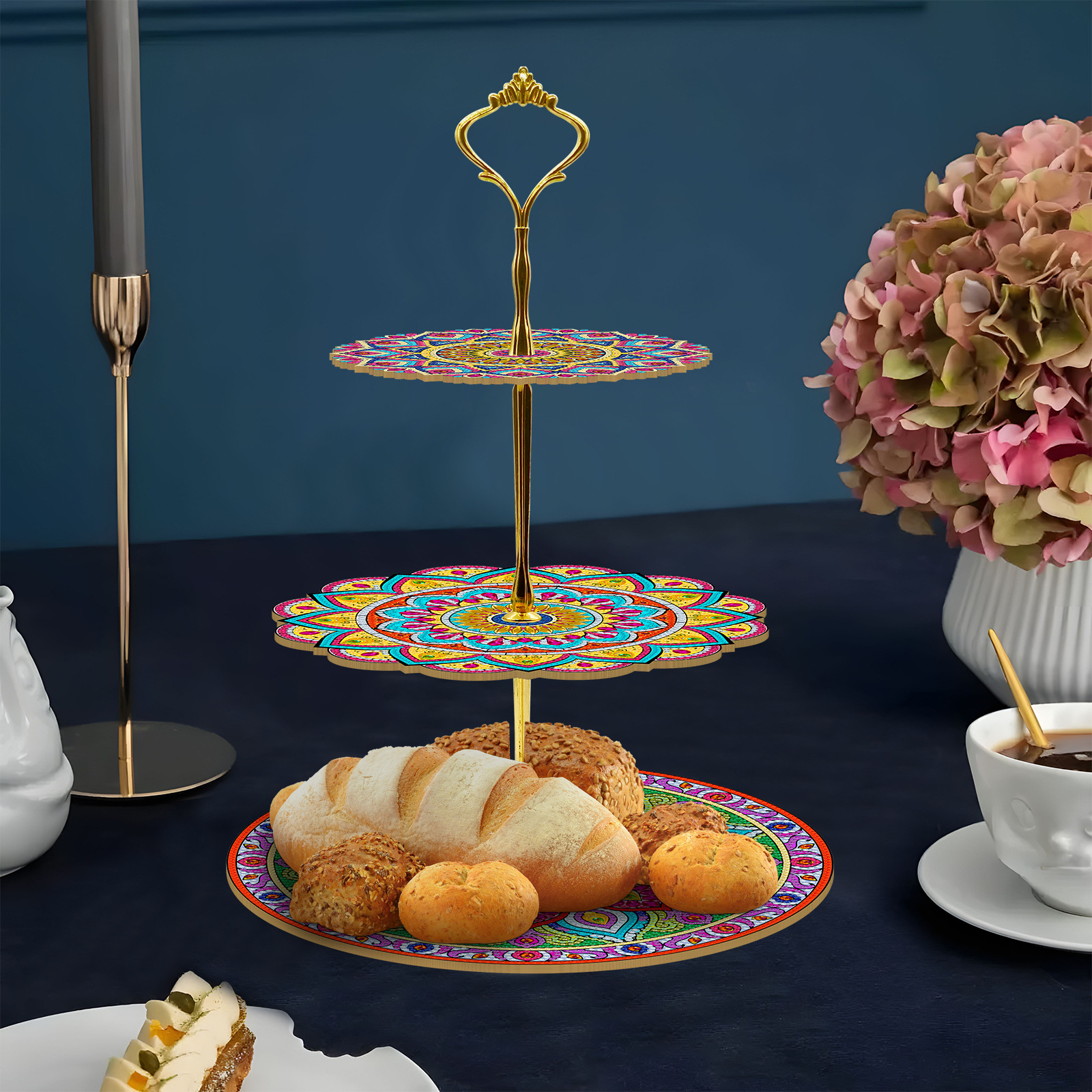 Pintura de diamantes perimetral DIY transfronterizo de tres capas estereoscópico postre soporte platos de comedor palo de diamante mandalas 5D pegatinas bordadas de diamante