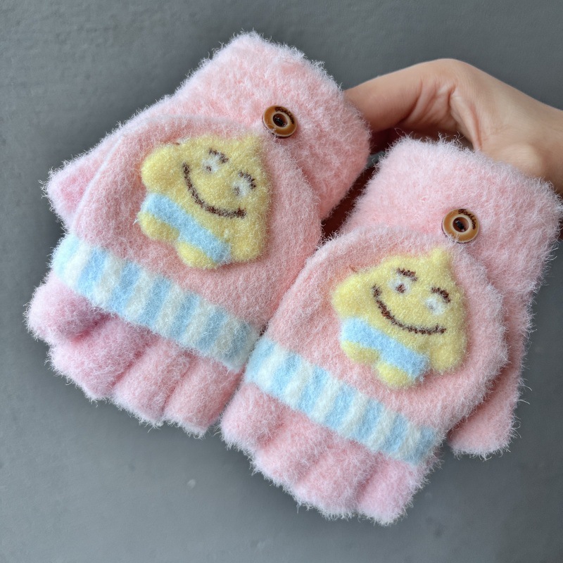 Fuchsia cartoon gloves, fingerless