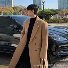 ASCLO老钱帅气外套双排扣休闲韩版毛呢大衣冬季新款ins质感呢风衣