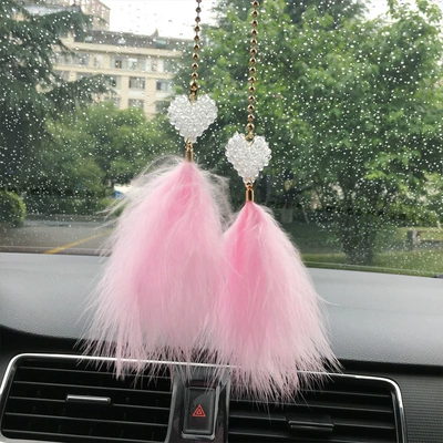 Exquisite Creative Car pendant Car hanging - double-love-pink-feather