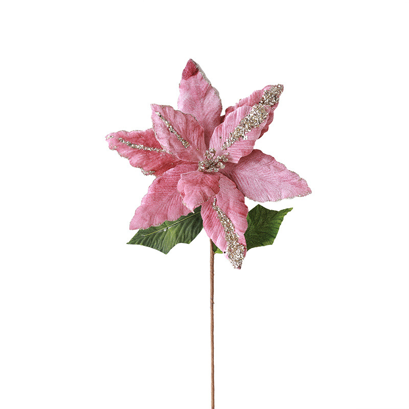 Nuevos productos transfronterizos de alta calidad, flores de Navidad rosa, decoraciones de Navidad, props de diseño de escenas de vacaciones