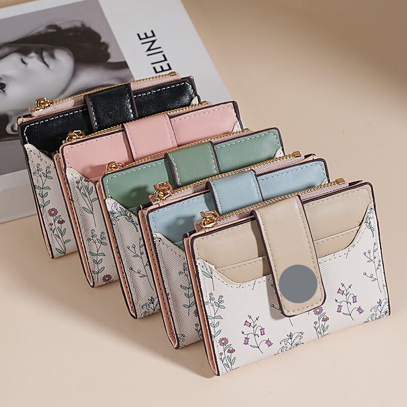 Cross-border new coin purse multi-card wallet high-end sense women's spring and summer Joker pu flower girl card bag wholesale