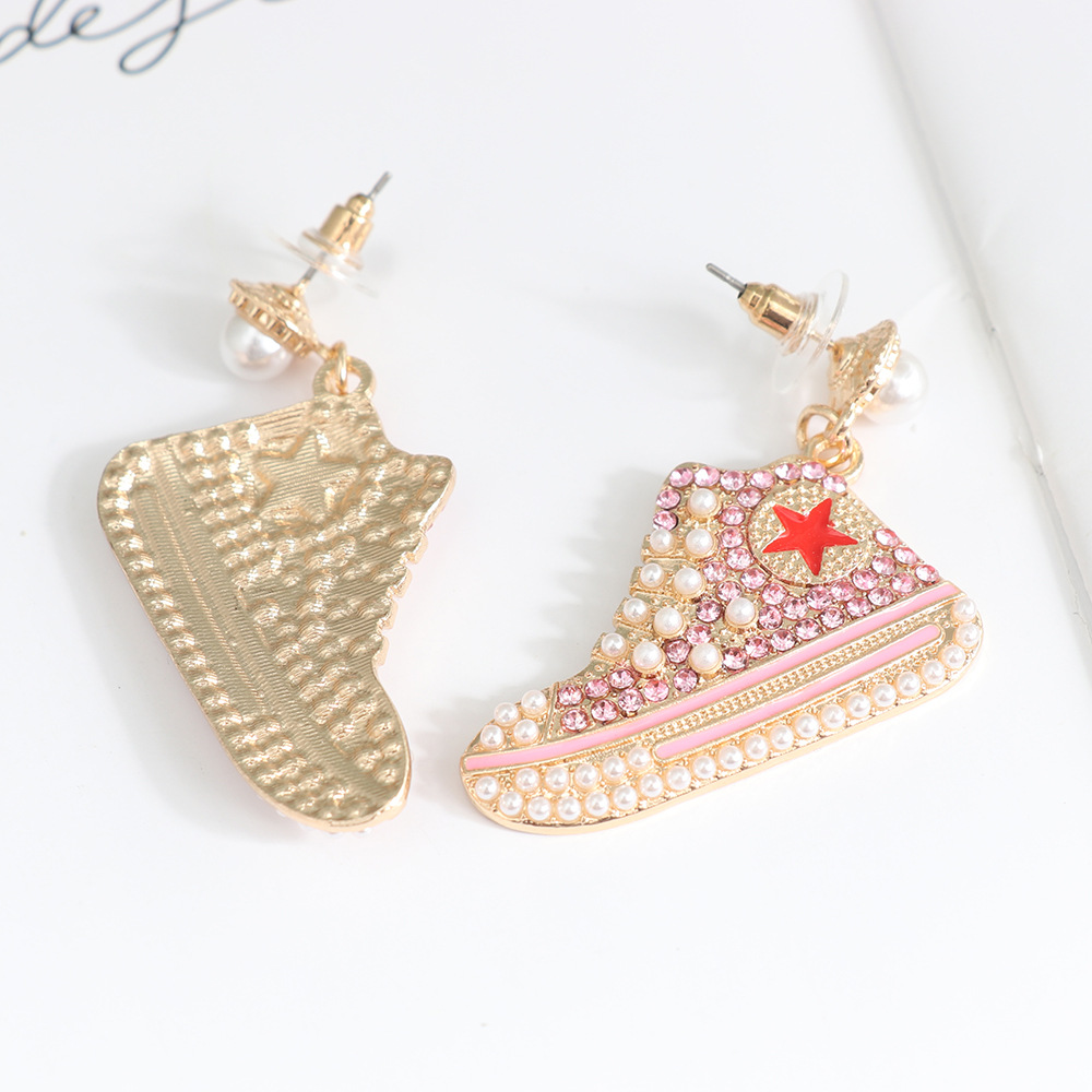 Fashion Shoe Imitation Pearl Alloy Rhinestone Women's Drop Earrings 1 Pair display picture 4