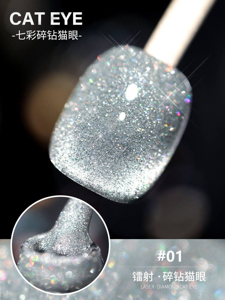 Esmalte de Uñas de Gel Ojo de Gato Láser 2025 Nuevo Arte de Uñas Gel Ojo de Gato Cristal Diamante Brillante