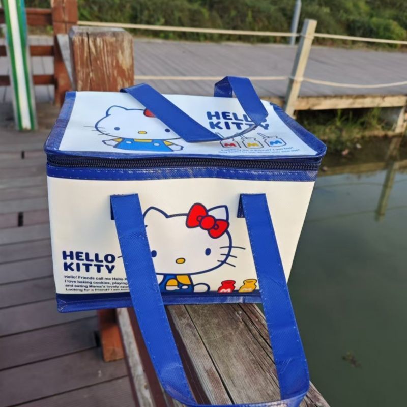 日系KITY猫卡通可爱便当包饭盒袋手提袋保温高颜值学生午餐袋|undefined