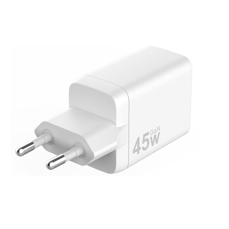 工厂直销双端口1C1A美标欧标45W充电插头GaN氮化镓充电器