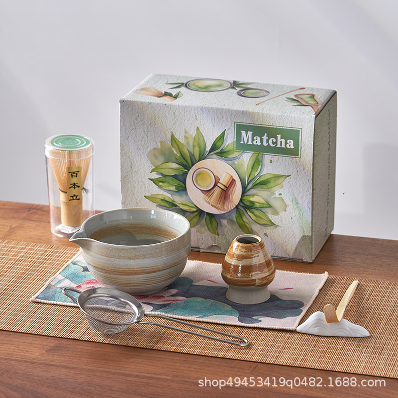 日式粗陶茶宪立 创意百本立抹茶刷托 茶道配件陶瓷窑变复古茶宪托|undefined
