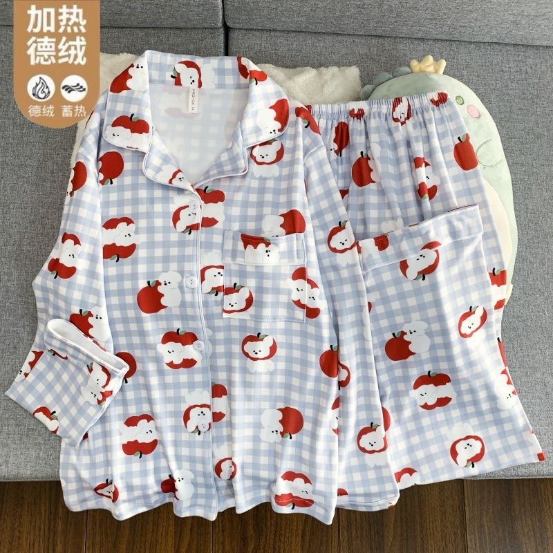 Al por mayor transfronterizo caliente de terciopelo de manga larga pijama conjunto de niñas otoño invierno dulce cardigán de dibujos animados ropa para el hogar