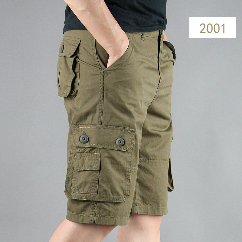 Verano nuevo multi-Bolsillo pantalones cortos de ropa de trabajo casual de los hombres sueltos pantalones cortos de algodón de los hombres quinto pantalones de moda