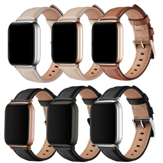 适用苹果apple watch小众复古真皮表带商务时尚高级腕带