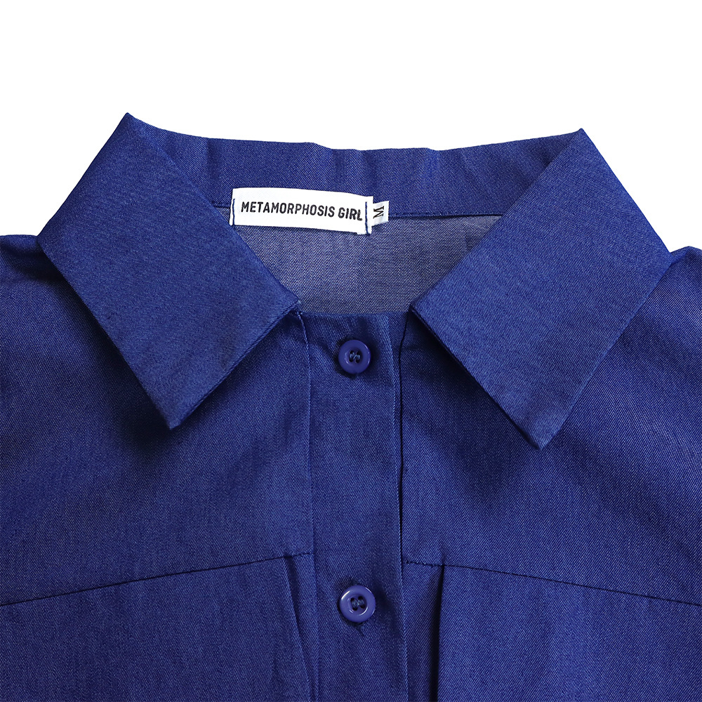 Abito da sera lungo da donna con stampa e dettagli in denim_voghion.com
