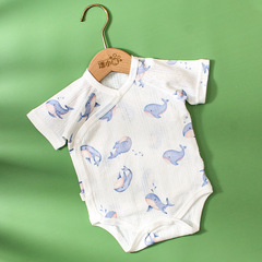 ins風 A類嬰兒純棉包屁哈衣夏薄新生兒網眼短袖連體裝三角爬服