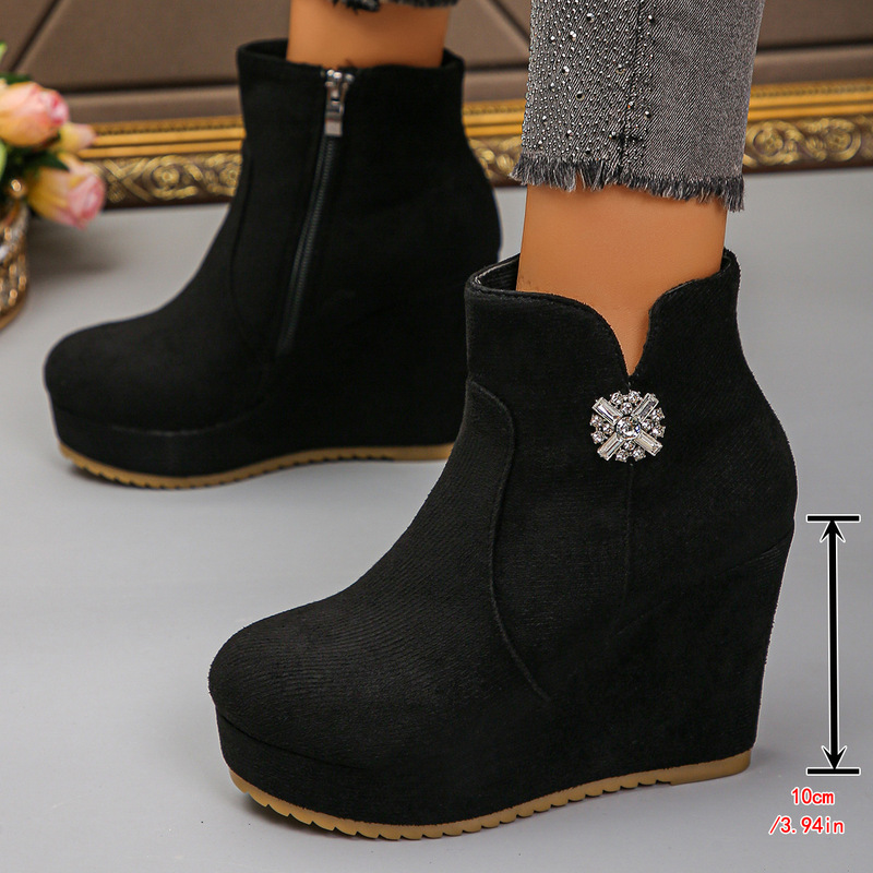 Cross-Border Plus-Size Autumn and Winter Wedge Women's Boots, Thick-Soled Single Shoes, High-Heeled Deep-Cut Single Shoes, Women's Straw Rope Sole Export Women's Shoes Cross-Border Plus-Size Autumn and Winter Wedge Women's Boots, Thick-Soled Single Shoes, High-Heeled Deep-Cut Single Shoes, Women's Straw Rope Sole Export Women's Shoes