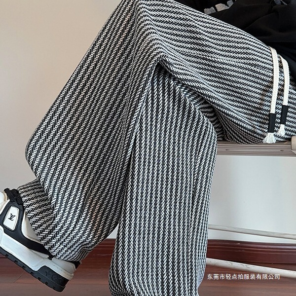 Black and White Striped Pants Men Spring Autumn Trendy American Style Straight Casual Loose Lazy Relaxed Wide-Leg Pants Black and White Striped Pants Men Spring Autumn Trendy American Style Straight Casual Loose Lazy Relaxed Wide-Leg Pants