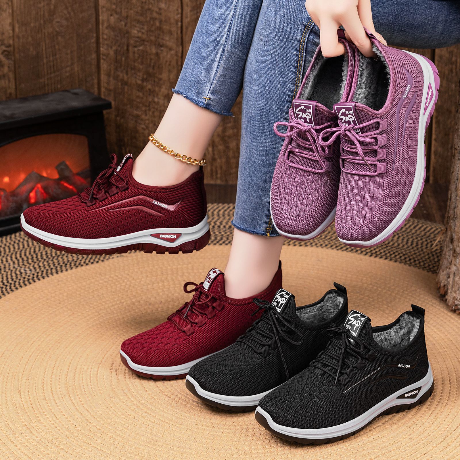 Zapatos de algodón de invierno de mujeres nuevos zapatos de mujer TEMU transfronterizos zapatos deportivos de lana gruesa al aire libre botas de algodón cálidas botas cortales