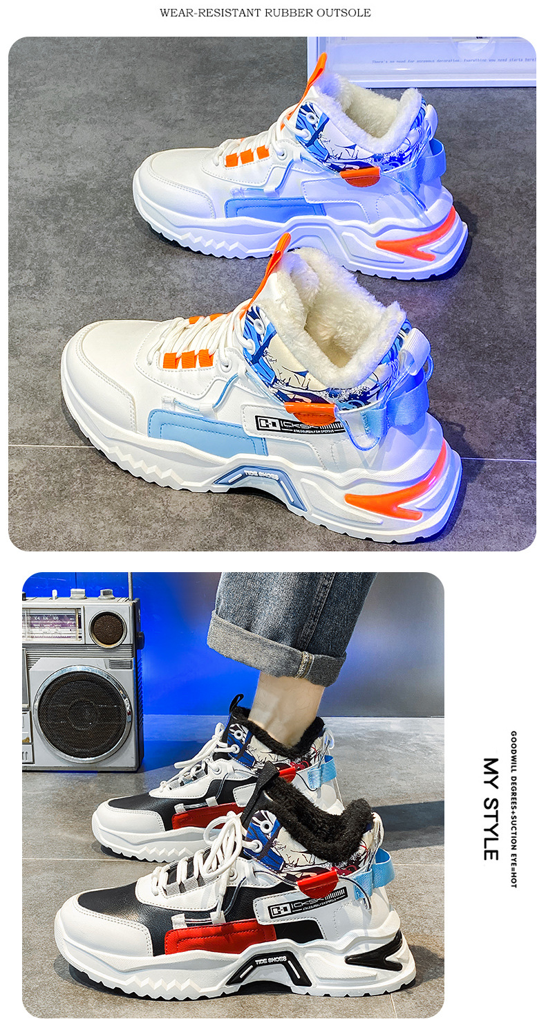 Scarpe invernali alte da uomo in velluto caldo, due sport per ragazzi, adolescenti, con pelliccia integrata, in cotone, per la protezione dal freddo_voghion.com