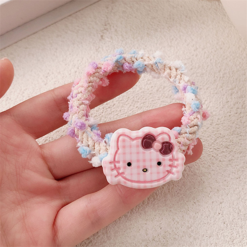 Dibujos animados japoneses linda lazo para el cabello de gato niña dulce cuerda de cabeza de gatito salvaje cabeza de bola banda de goma cuerda para el cabello accesorios para el cabello