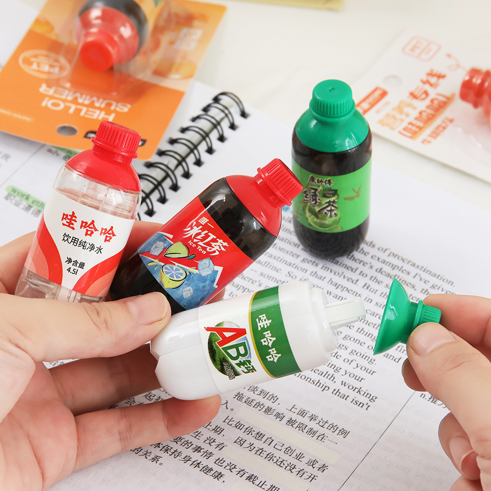 Simulación de botellas de refresco corrección con creatividad divertida simple estudiantes frescos lindos estudiantes aprenden papelería