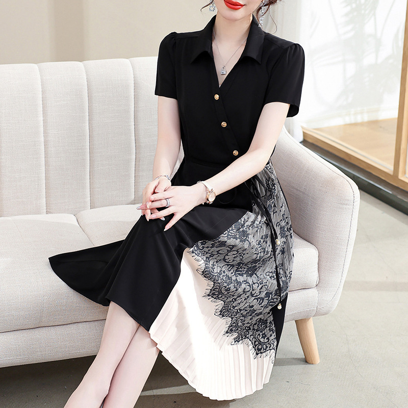 Young Mother dress Summer Western Style Noble Middle-aged and Elderly Summer Elegant Skirt Middle-aged Women Belly Covering Long Skirt